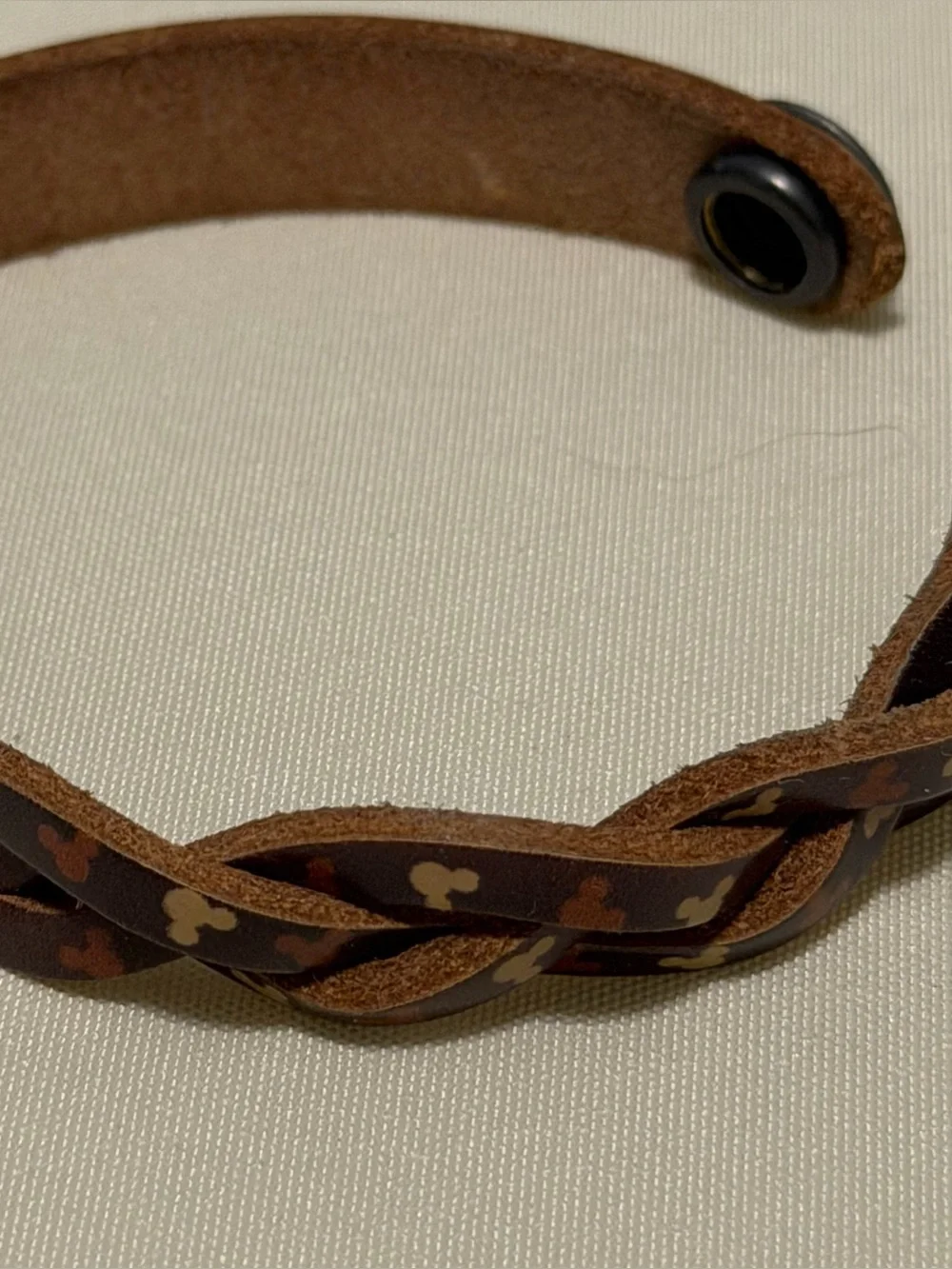 Personalized Disney Mikey Brown Leather Braided Name “Cassie” Bracelet